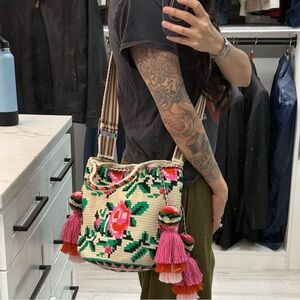 Jouls Wayuu Mochila Crochet Floral Bag Handmade Colombian Tassel Crossbody bag